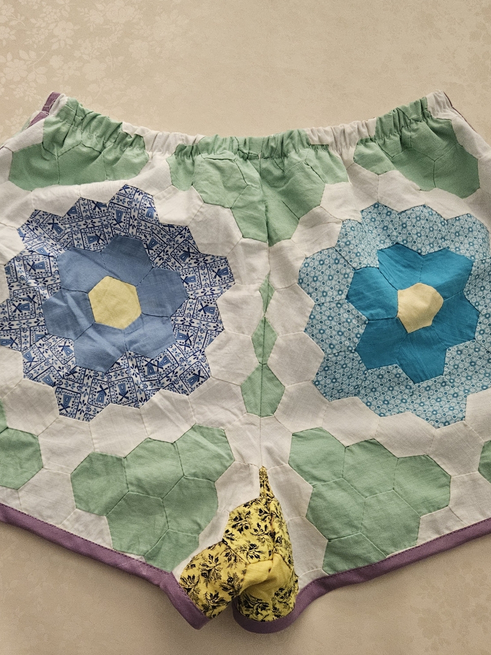 Handmade "Jogger" Shorts Crafted From A Vintage Quilt Top - Picture 2 of 2
